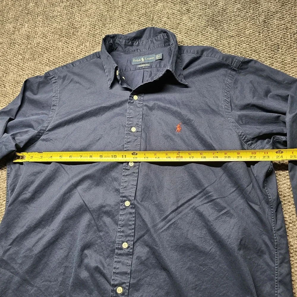 Polo Ralph Lauren  XL Long Sleeve Button-Down Cotton Classic Fit Blue W Red Pony